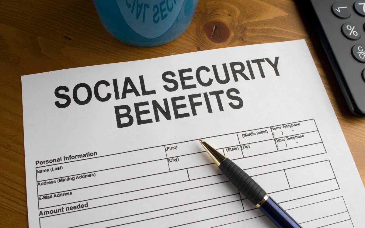 Social Security Benefits Form on a desk