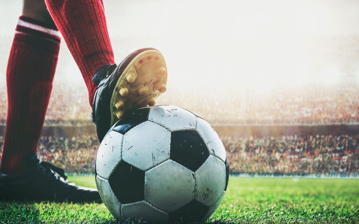 foot on a soccer ball