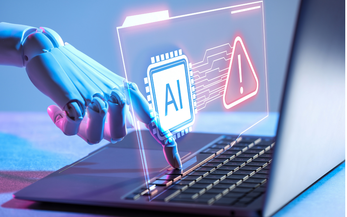 robot hand on computer