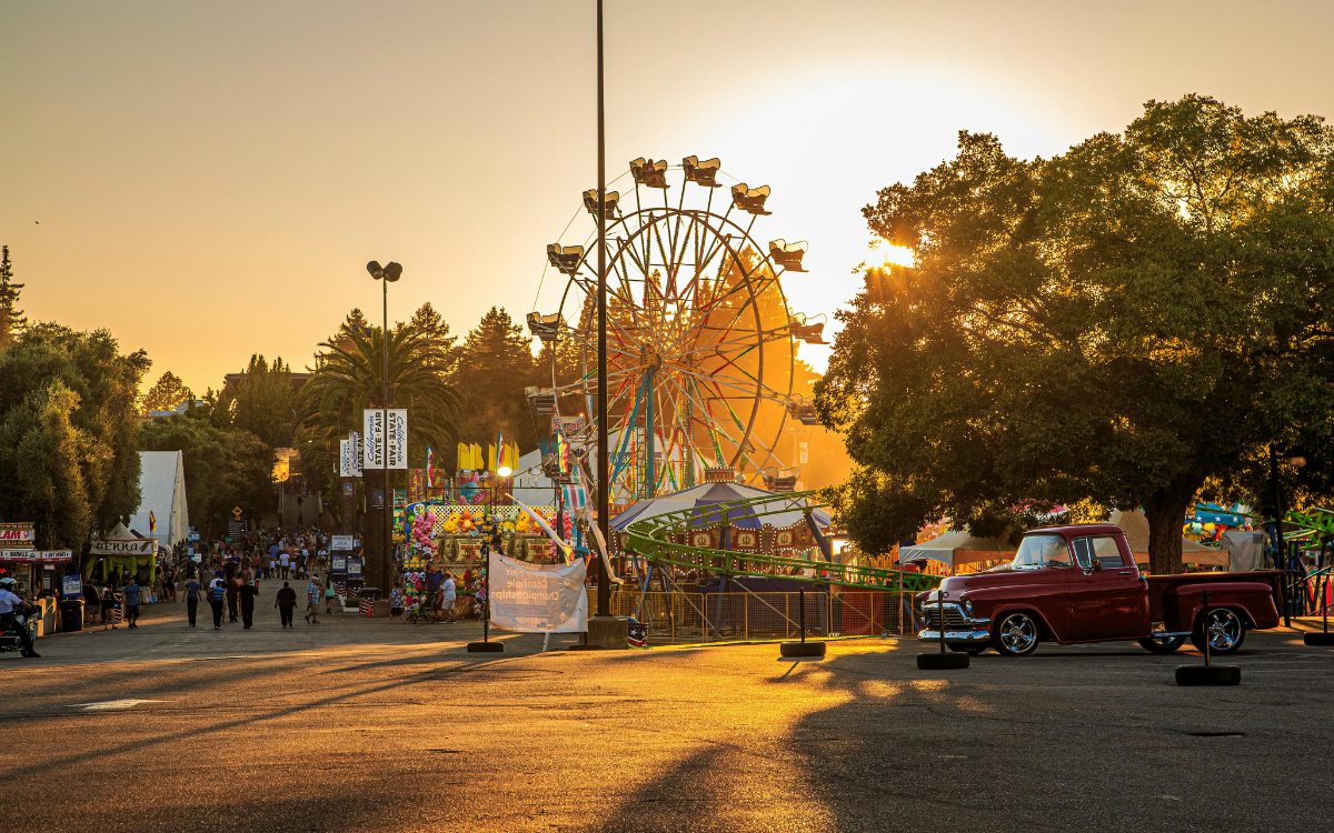 sunset at a state fair