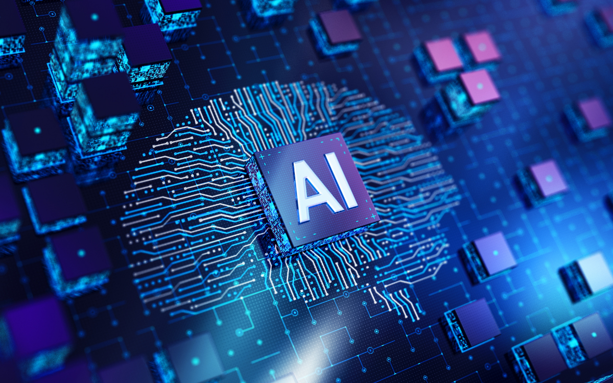 AI microchip on a circuit board