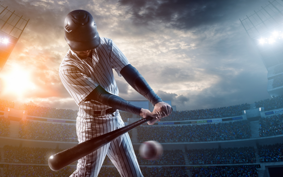 baseball player batting in a stadium