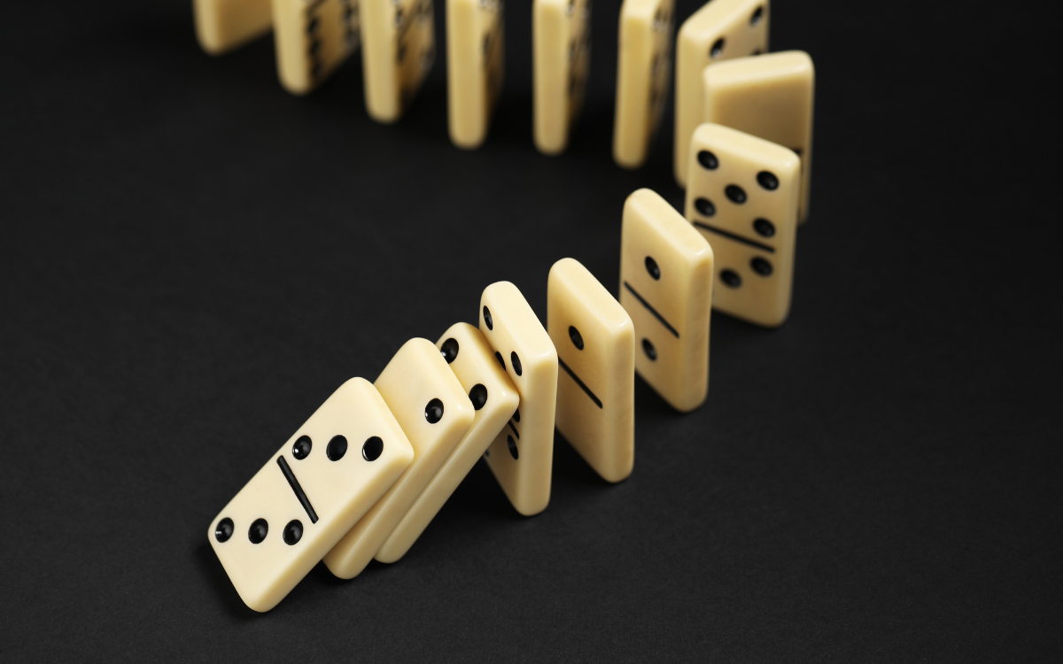 Line of dominoes starting to fall